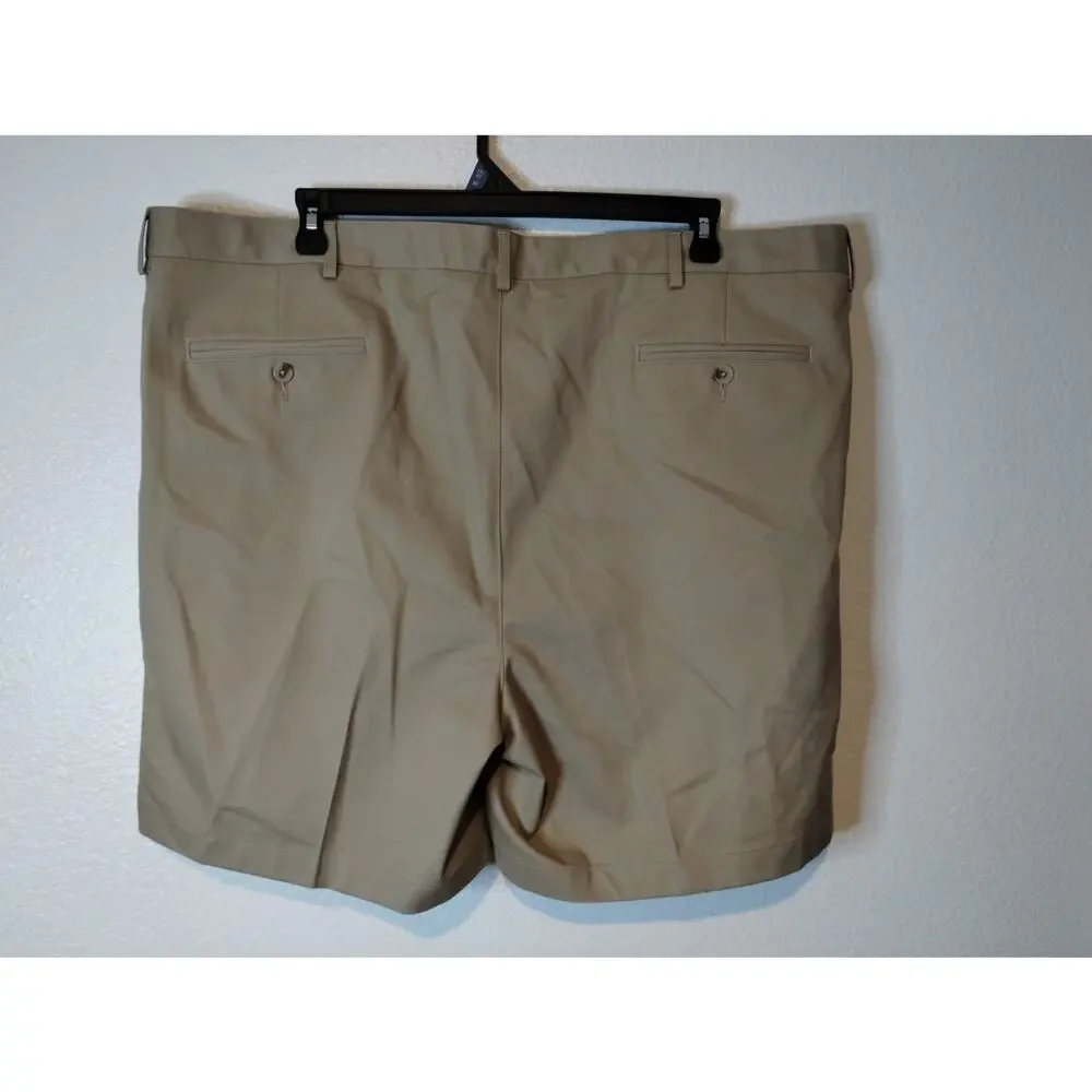 Lands' End Set of 2 Men Sz 46 Waist Tan Beige Khaki Chino Traditional Fit Shorts